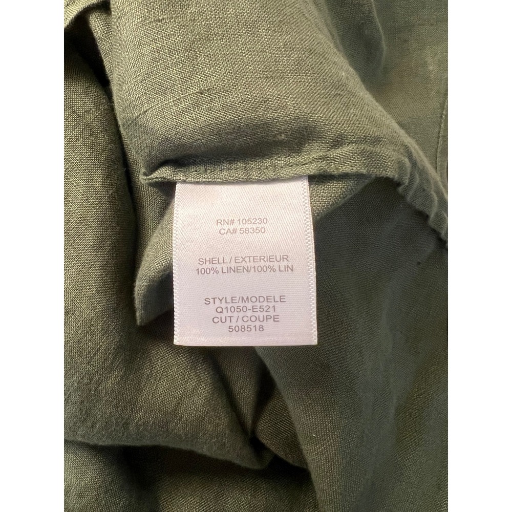 Equipment Olive Green 100% Linen Button Down Utility Shirt Medium - Picture 8 of 9